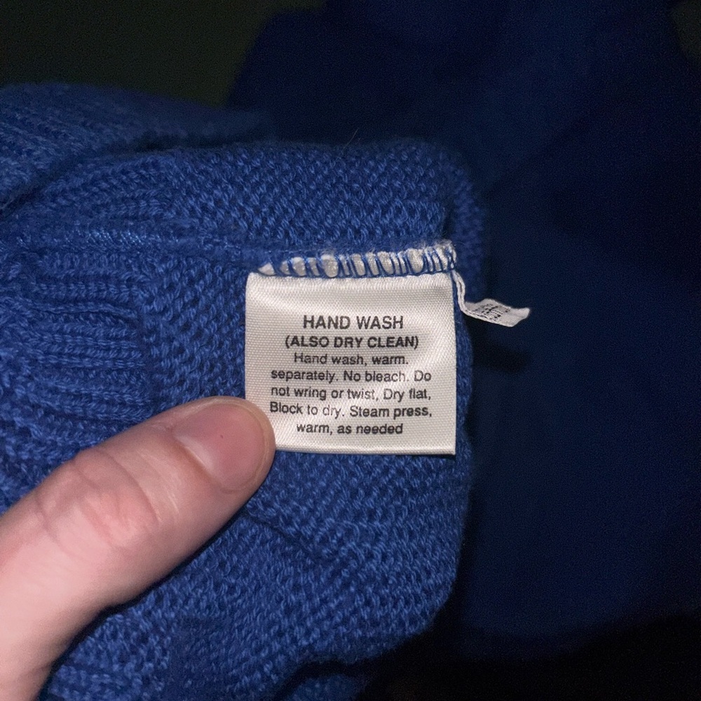 Vintage Blue Knit Pendelton MockNeck Sweater - Picture 6 of 6